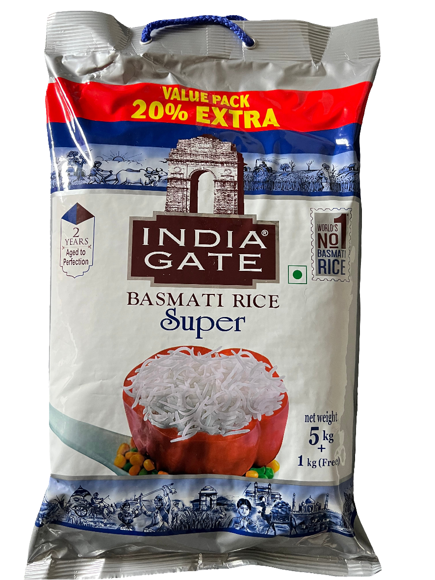 India Gate Super Basmati Rice 5kg + 1Kg