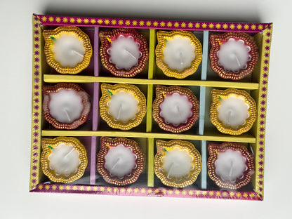 Diyas (with Wax) Design 12pcs
