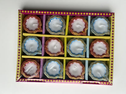 Diyas (with Wax) Design 12pcs