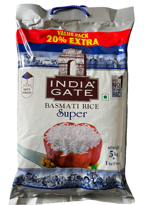 India Gate Super Basmati Rice 5kg + 1Kg